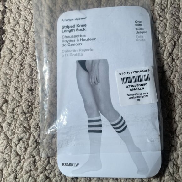 BNWT American Apparel White Socks with Green and Orange Stripes - Picture 5 of 6
